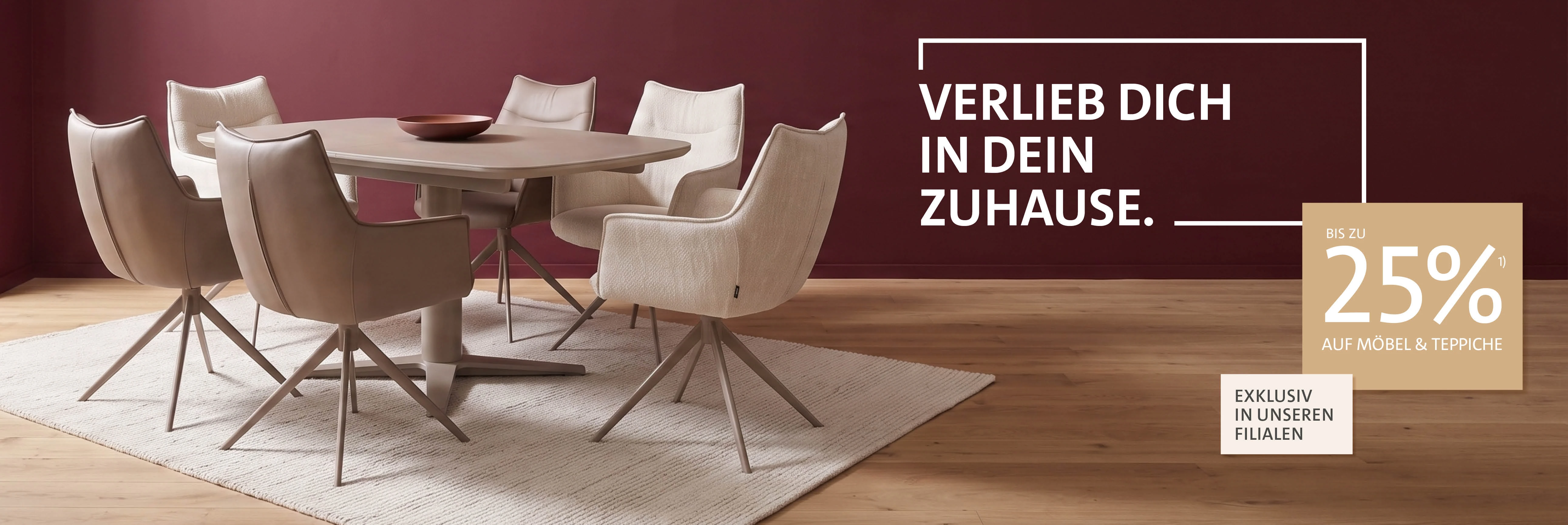 Fall in love with your home – up to 25% off furniture and carpets